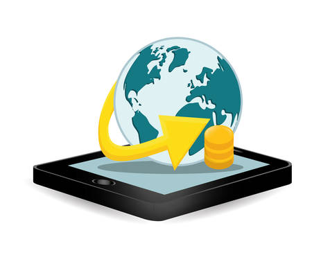smartphone global optimization data center, vector illustrationのイラスト素材