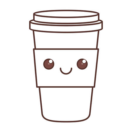 disposable coffee cup kawaii icon image vector illustration designのイラスト素材