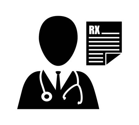 doctor with medical care icon image black and white vector illustration designのイラスト素材