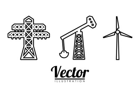 oil drill wind turbine  energy or electricity sources icon image vector illustration designのイラスト素材