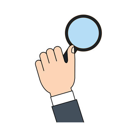 magnifying glass in the hand icon design image, vector illustrationのイラスト素材