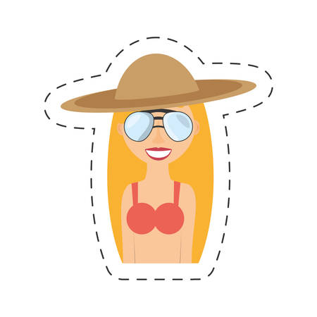 woman swimming suit and sunglasses icon, vector illustrationのイラスト素材