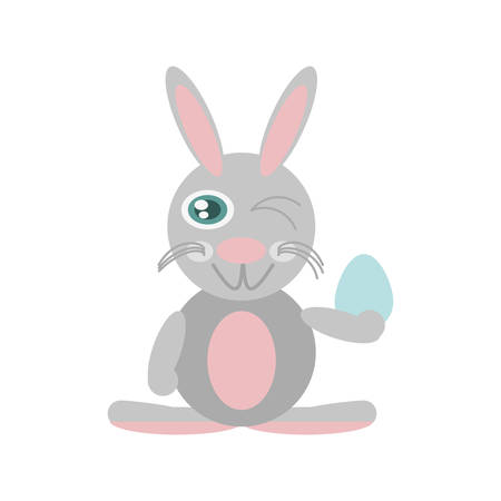 Easter rabbit with egg icon image, vector illustrationのイラスト素材