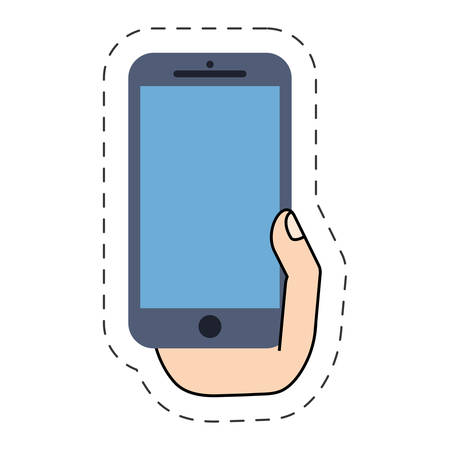 hand holding smartphone icon-cut line vector illustration eps 10のイラスト素材