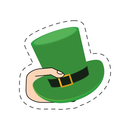 saint patrick day hand with hat cut line vector illustration eps 10のイラスト素材
