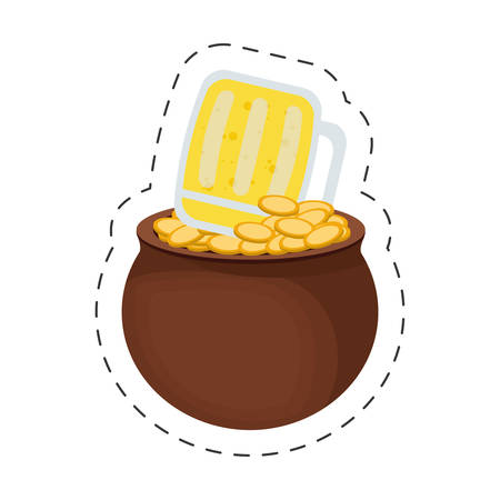saint patrick day gold cauldron glass beer vector illustration eps 10のイラスト素材