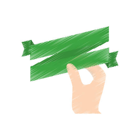 drawing hand holding green ribbon st patrick day vector illustration eps 10のイラスト素材
