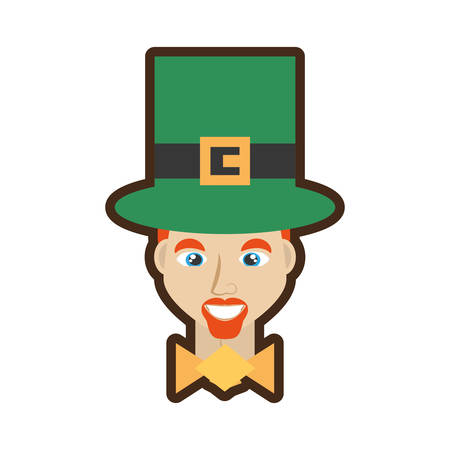 face leprechaun with hat bowtie and blue eyesのイラスト素材
