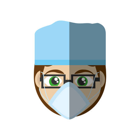 face doctor mask medical glasses and green eyesのイラスト素材