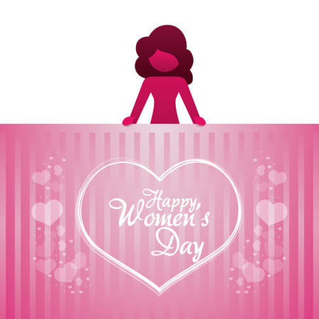happy womens day girl heart lettering vector illustration eps 10のイラスト素材