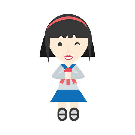 japanese girl student uniform vector illustration eps 10のイラスト素材