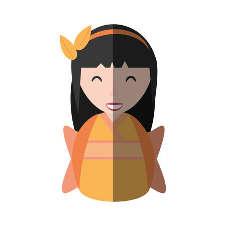 girl geisha kimono diadem shadow vector illustration eps 10のイラスト素材
