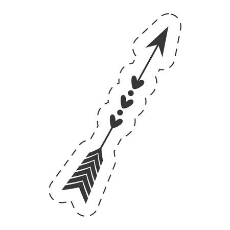Dark arrow love heart thin line vector illustrationのイラスト素材