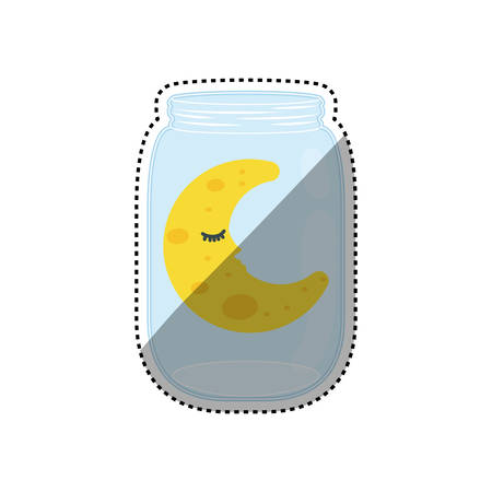 Sleeping moon cartoon icon vector illustration graphic designのイラスト素材
