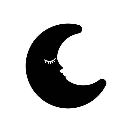 Sleeping moon cartoon icon vector illustration graphic designのイラスト素材