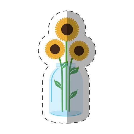 sunflowers vase decoration icon vector illustrationのイラスト素材