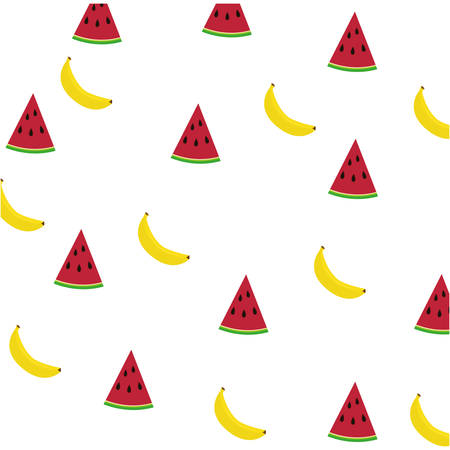 Watermelon and bananas background icon vector illustration graphic design