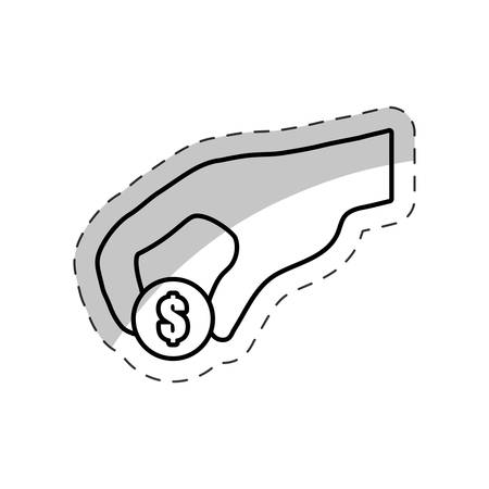 hand holding coin dollar vector illustrationのイラスト素材