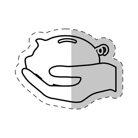 hand holding piggy money vector illustrationのイラスト素材