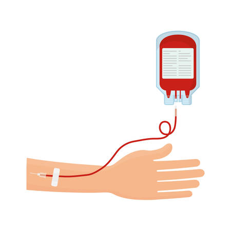 blood donation hand with bag tube vector illustrationのイラスト素材