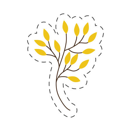branch yellow leaves cut line vector illustraiton eps 10のイラスト素材