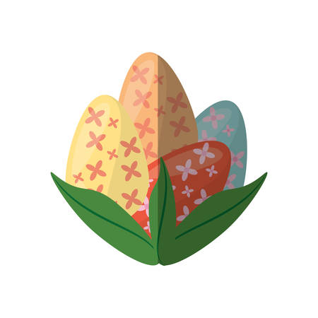 easter eggs with leaves decoration shadow vector illustration eps 10のイラスト素材
