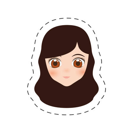anime face girl cartoon - cut line vector illustration eps 10のイラスト素材