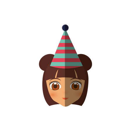 portrait girl anime with party hat vector illustration eps 10のイラスト素材