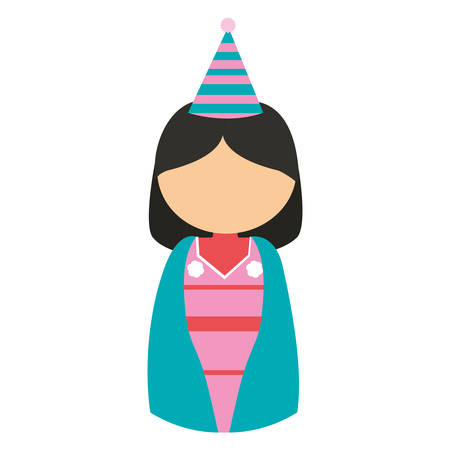 anime girl kimono hat party vector illustration eps 10のイラスト素材