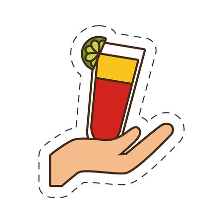 hand holding glass cup cocktail drink vector illustration eps 10のイラスト素材