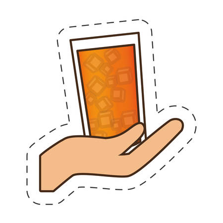 hand holding glass cup cocktail drink vector illustration eps 10のイラスト素材