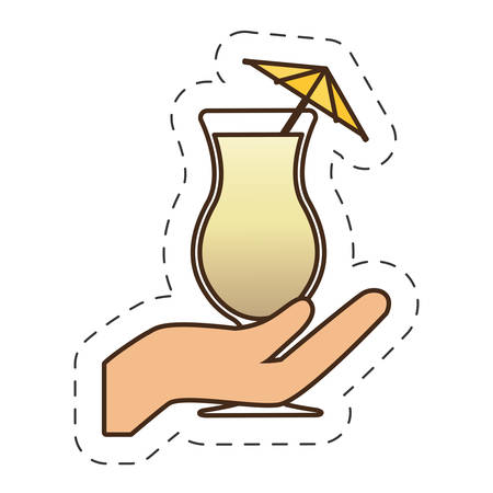 hand holding glass cup cocktail drink vector illustration eps 10のイラスト素材