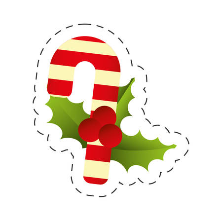 merry christmas candy cane berries leaves image vector illustration eps 10のイラスト素材