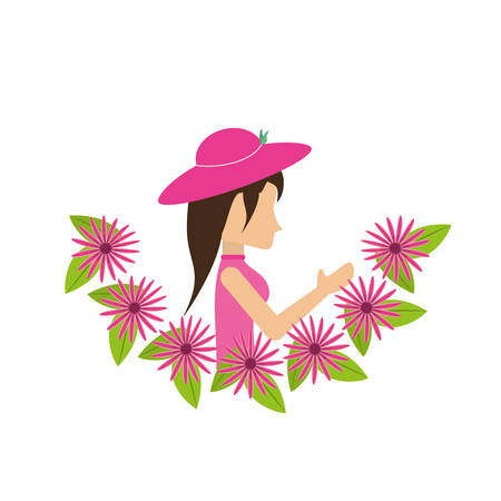 profile woman flower decorative vector illustration eps 10のイラスト素材
