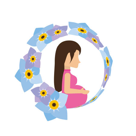 pregnant woman flower decoration vector illustration eps 10のイラスト素材