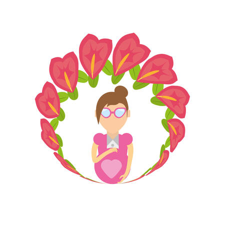 pregnant woman flower vector illustration eps 10のイラスト素材