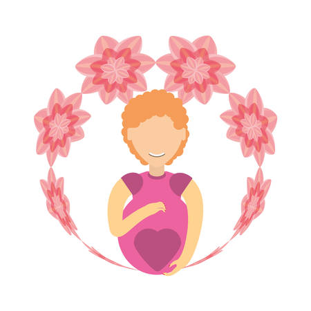 pregnant woman flower decoration vector illustration eps 10のイラスト素材