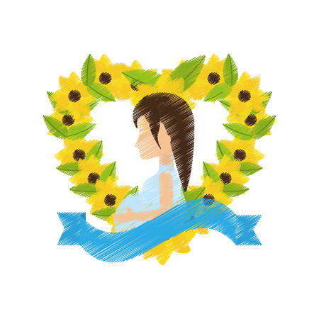 drawing woman pregnant flower heart ribbon vector illustration eps 10のイラスト素材