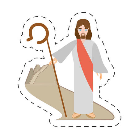 cartoon jesus christ resurrects - via crucis vector illustration eps 10のイラスト素材