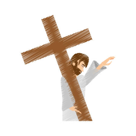 drawing jesus christ pray girls vector illustration eps 10のイラスト素材