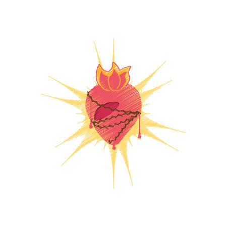 drawing sacred heart jesus blessed vector illustration eps 10のイラスト素材