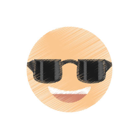 drawing smile sunglasses emoticon image vector illustration eps 10のイラスト素材