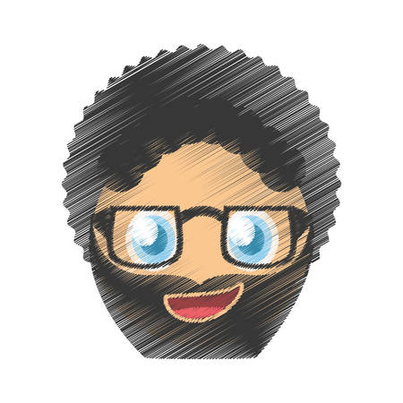 drawing curly man glasses emoticon image vector illustration eps 10のイラスト素材