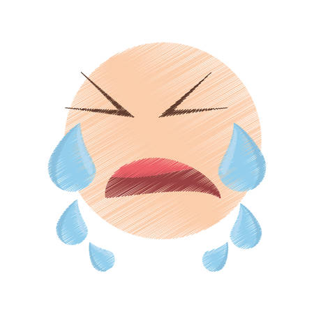 drawing crying emoticon image vector illustration eps 10のイラスト素材