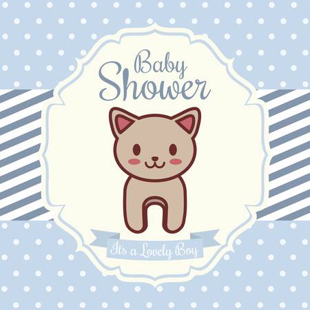 baby shower invitation with cat icon. colorful design. vector illustrationのイラスト素材