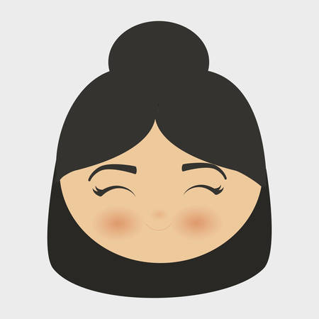 japanese girl face cartoon icon over white background. colorful design. vector illustrationのイラスト素材