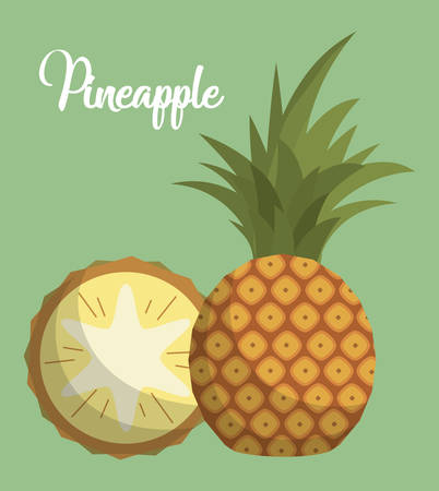 pineapple fruit icon over green background. colorful design. vector illustrationのイラスト素材