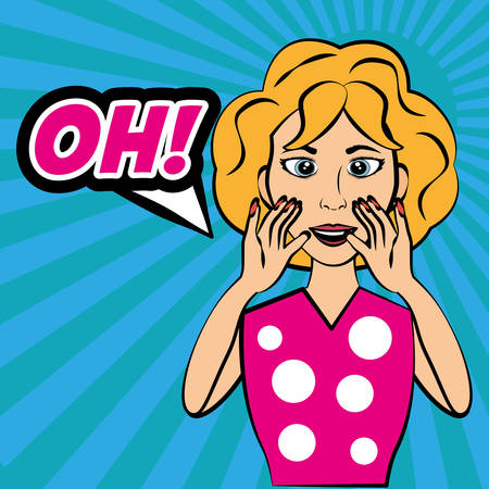 pop art woman oh expression vector illustration eps 10のイラスト素材
