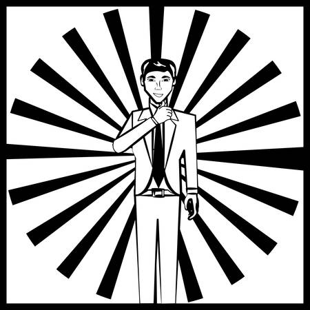 business man comic outline vector illustration eps 10のイラスト素材