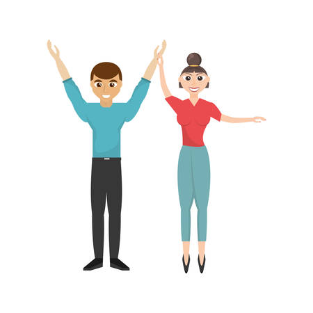 fun couple happy dance vector illustration eps 10のイラスト素材